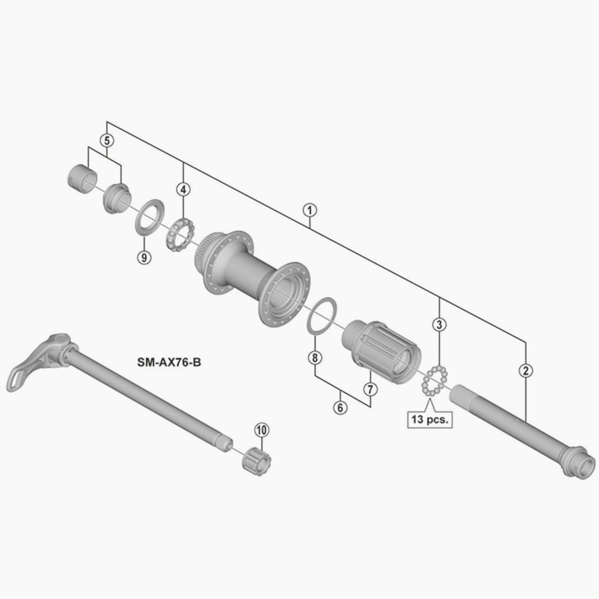 Shimano Fh-M8010 Hub Axle Unit