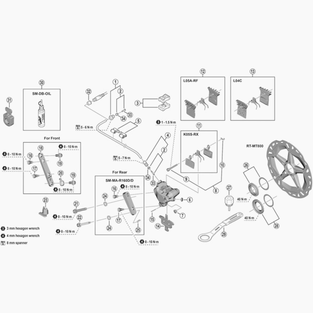 Shimano Sm-Bh90 Flange Connecting Bolt Unit M9 For St-R9120 / R9170 Spares & Accessories