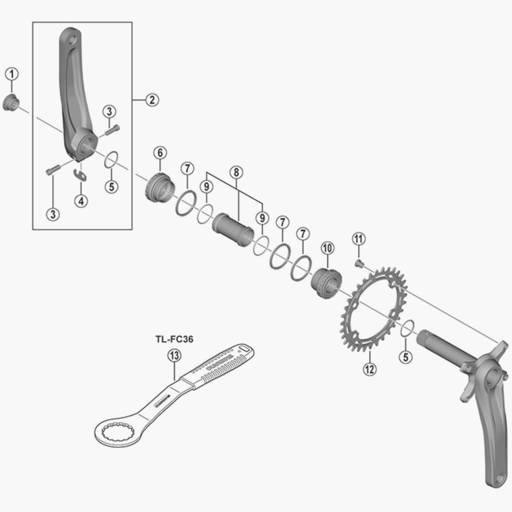 Shimano Fc-Mt500 Left Hand Crank Arm Unit 170 Mm Spares & Accesories