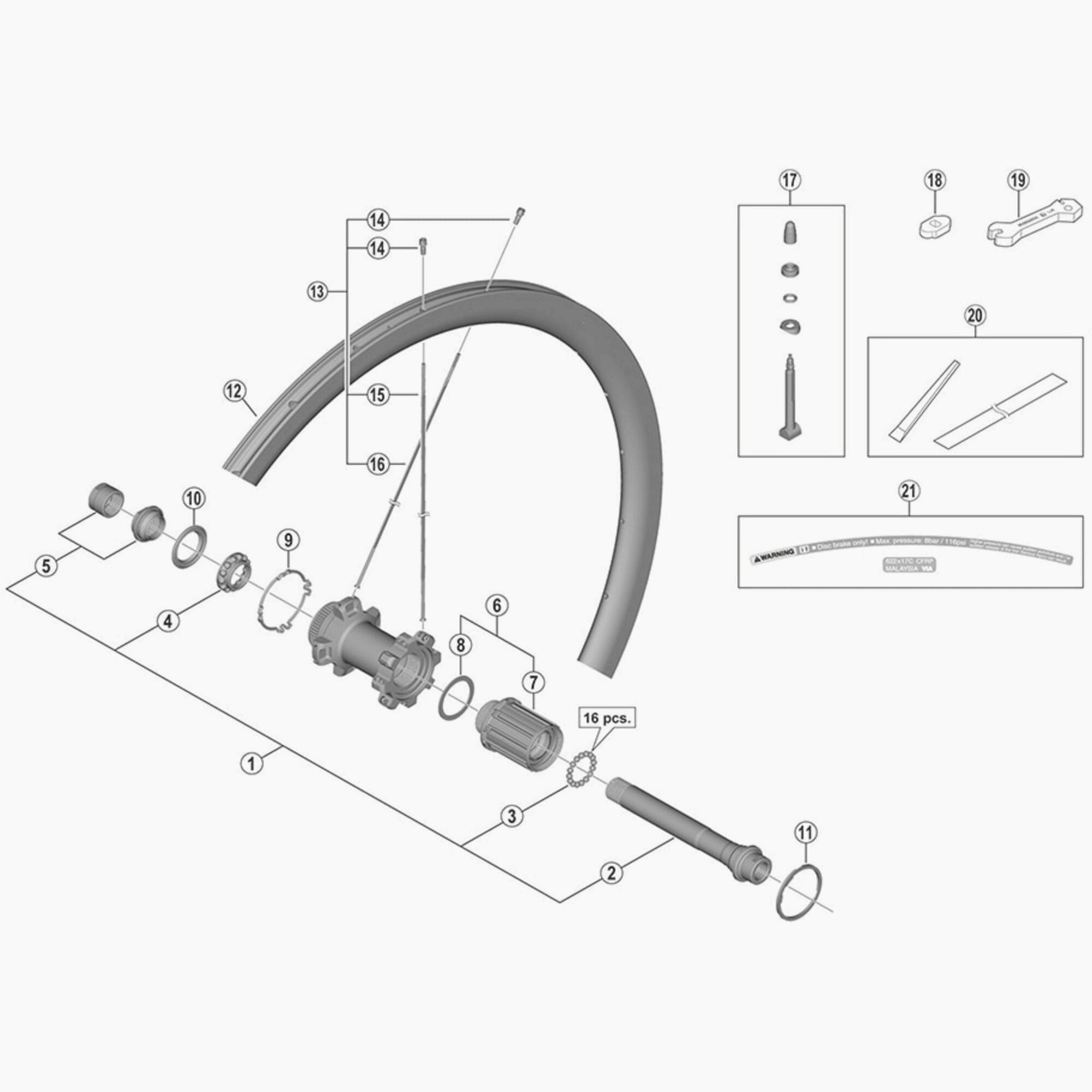 Shimano Wh-R9170-C60-Tu-R12 Complete Hub Axle
