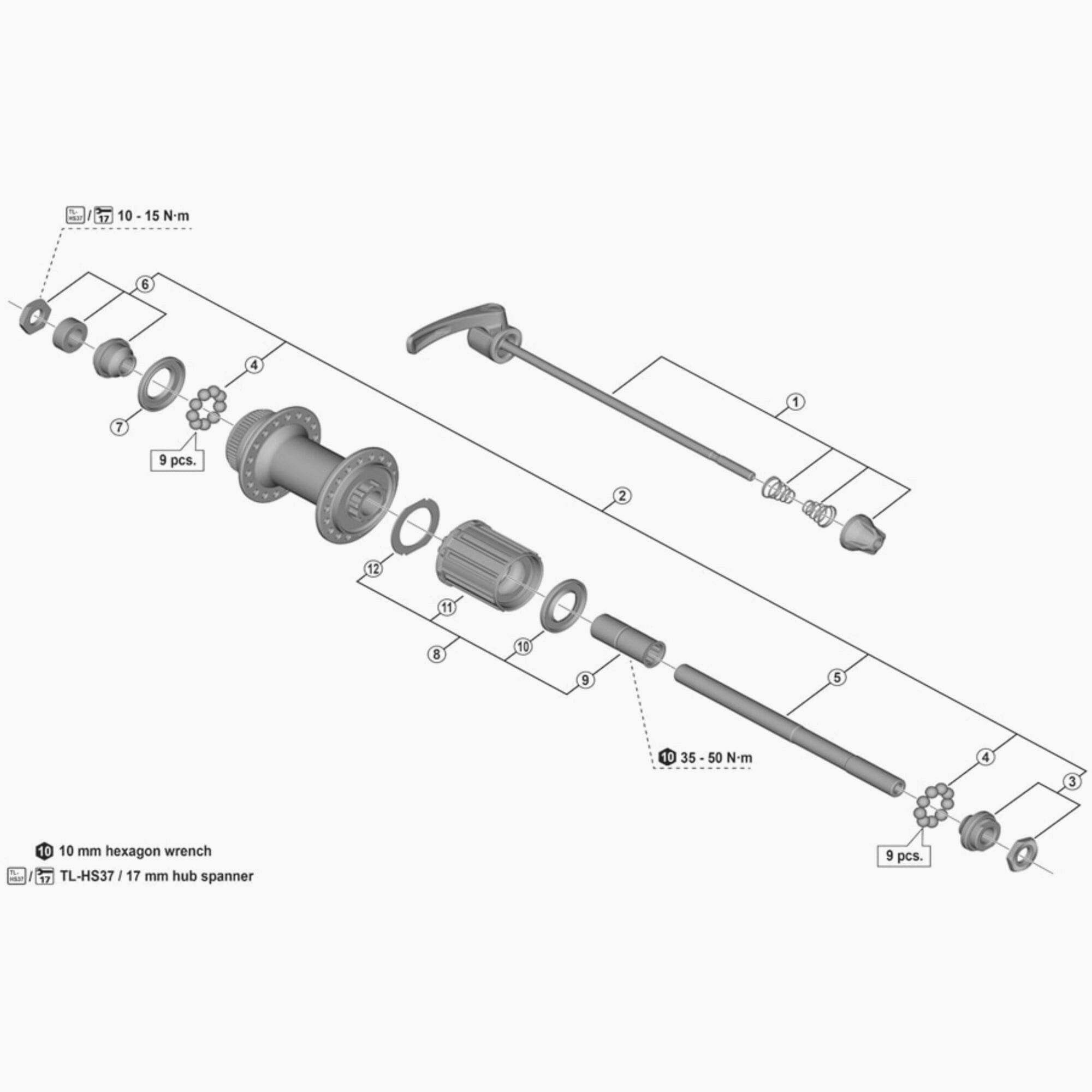 Shimano Fh-M595 Left Hand Lock Nut Unit