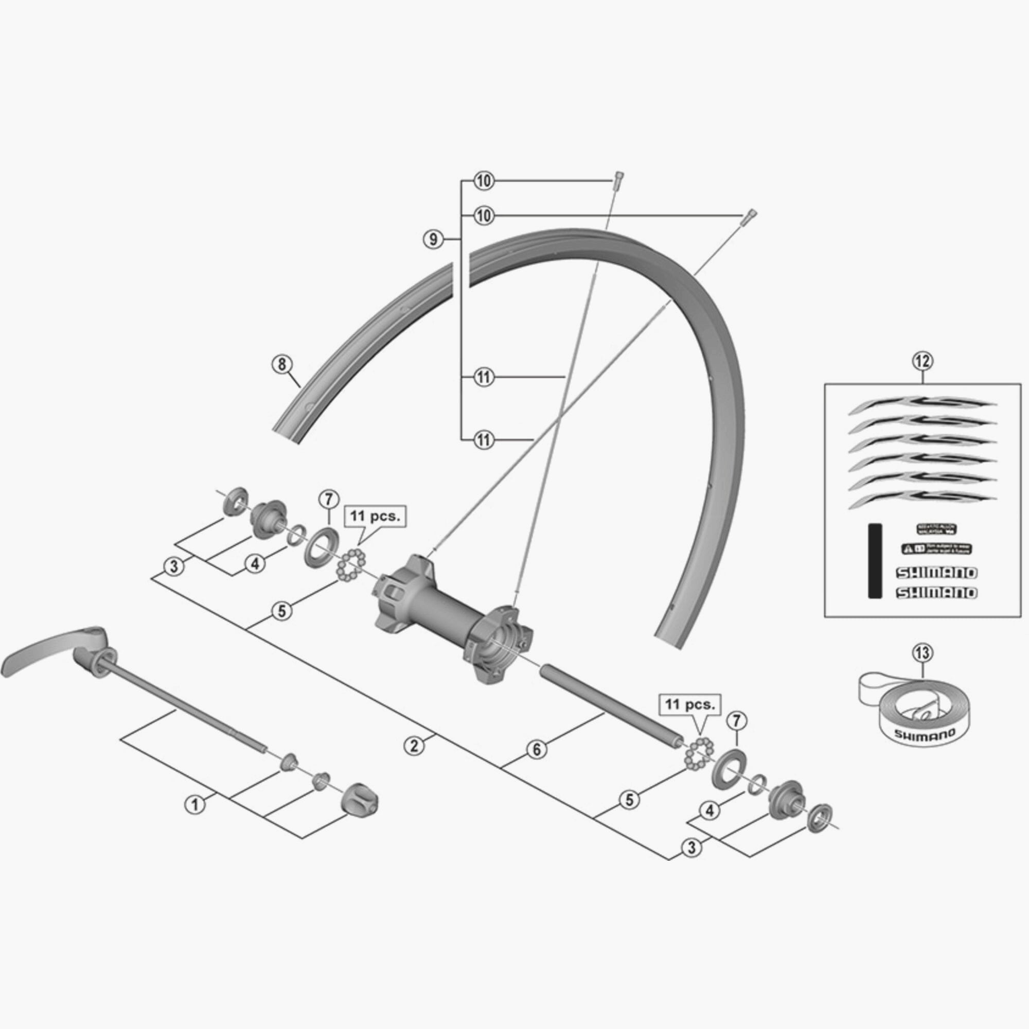 Shimano Wh-Rs21-Cl-F Complete Hub Axle 108 Mm