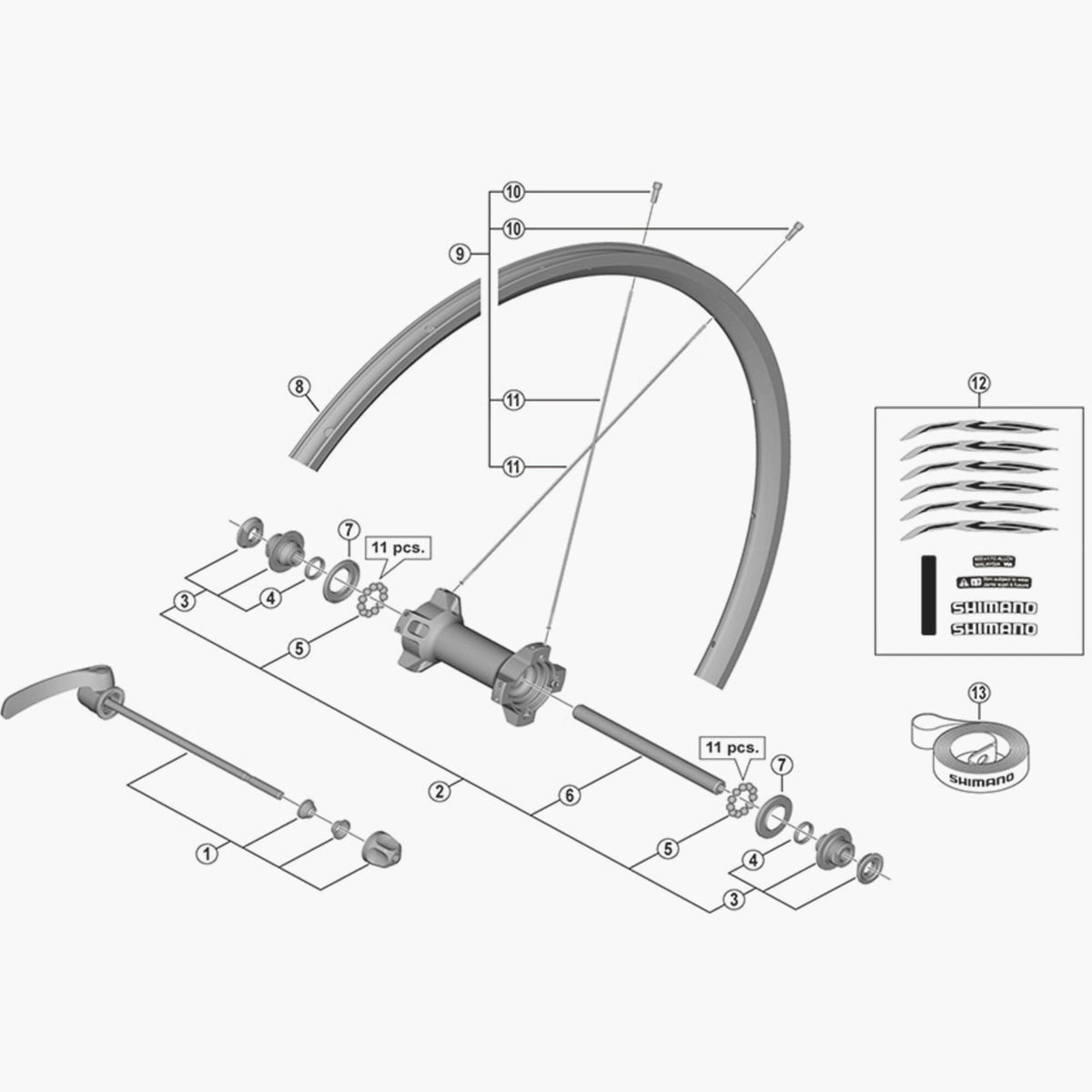 Shimano Wh-Rs21-Cl-F Complete Hub Axle 108 Mm
