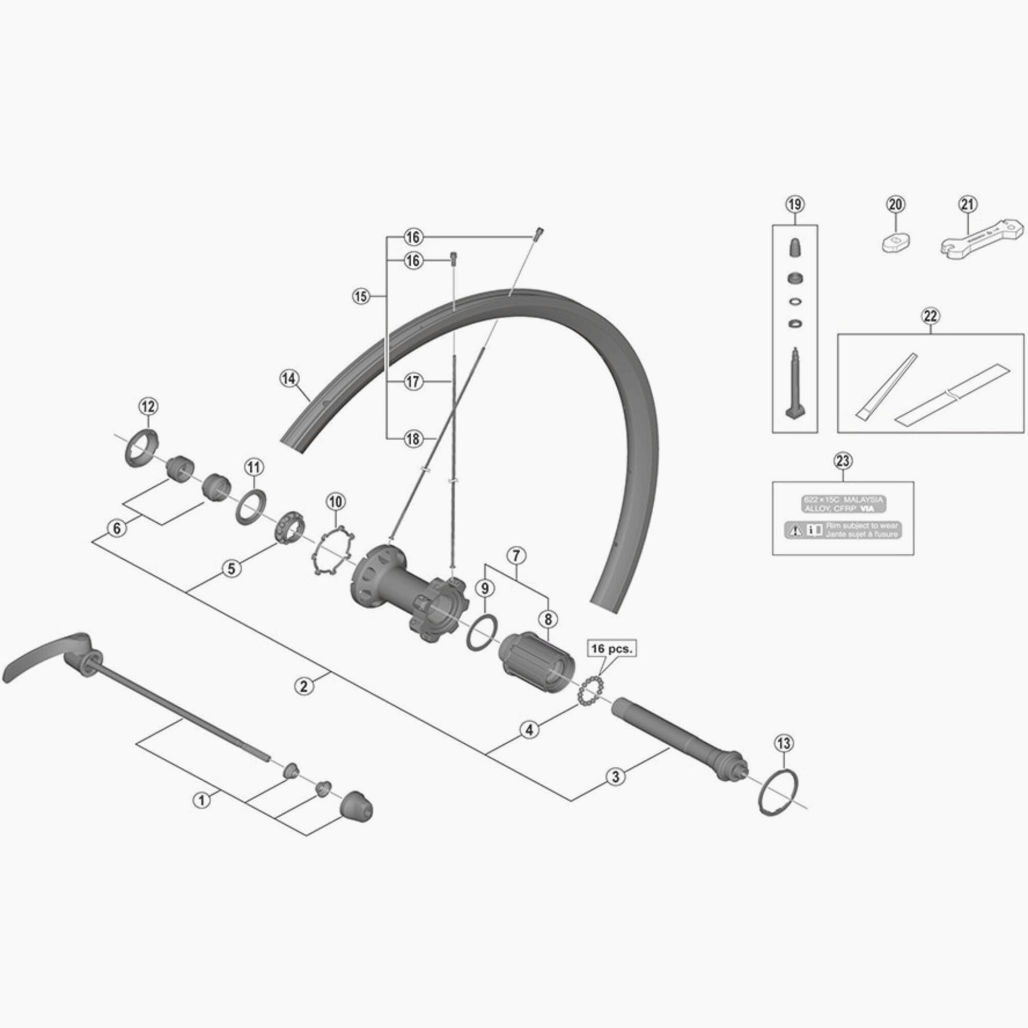 Shimano Wh-Rs700-C30-Tl-R Complete Hub Axle