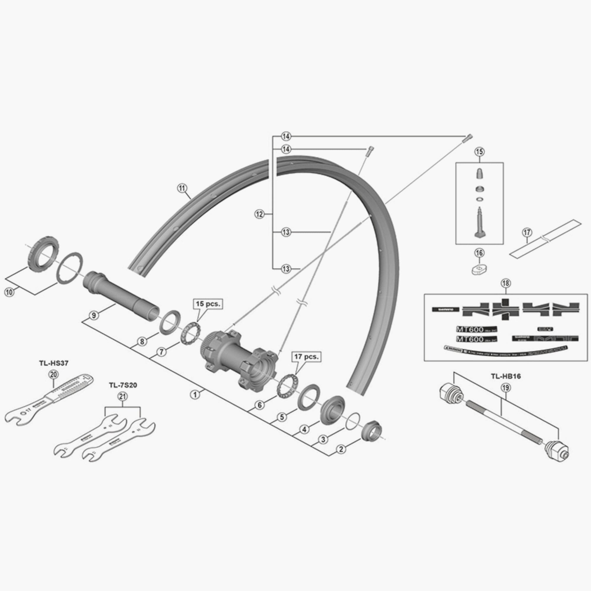 Shimano Wh-Mt600-Tl-F15-29 Complete Hub Axle, 100 Mm