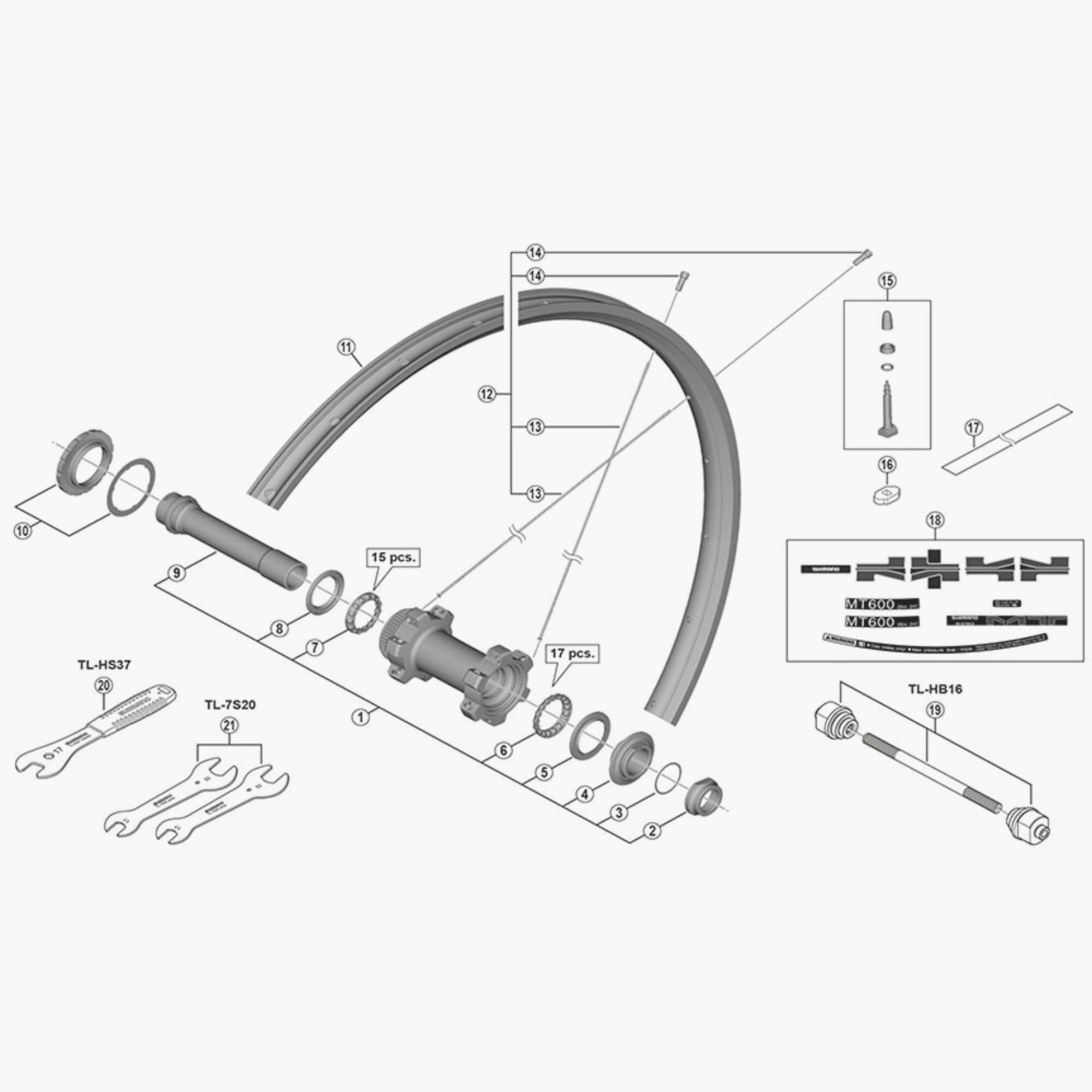 Shimano Wh-Mt600-Tl-F15-B-29 Complete Hub Axle, 110 Mm