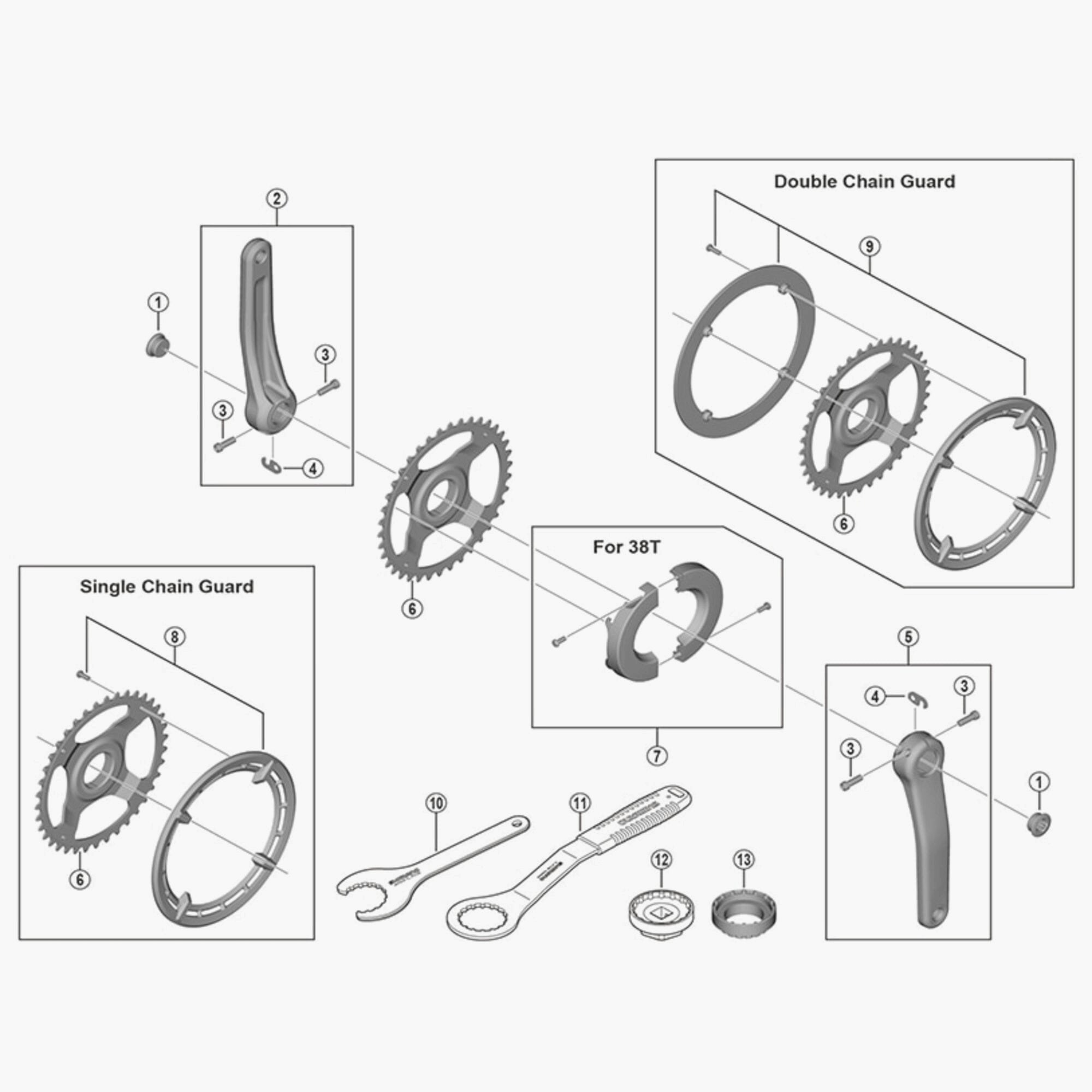 Shimano Fc-E6100 Chain Ring Cover And Fixing Bolt Silver E-Bike Spares