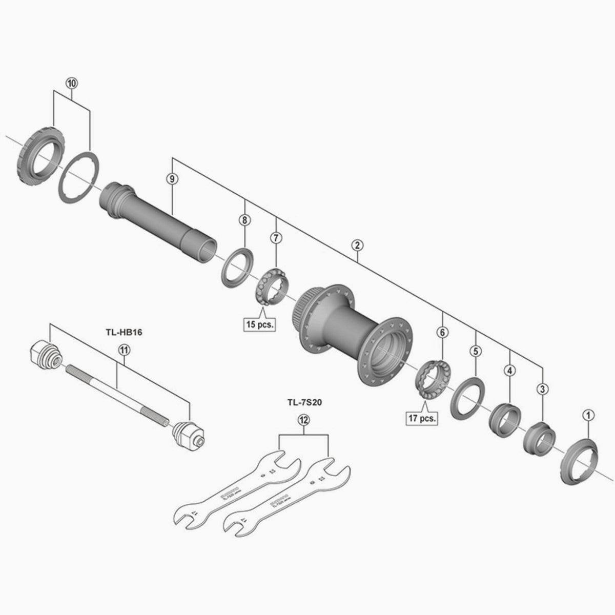 Shimano Hb-M9110 Complete Hub Axle, 100 Mm