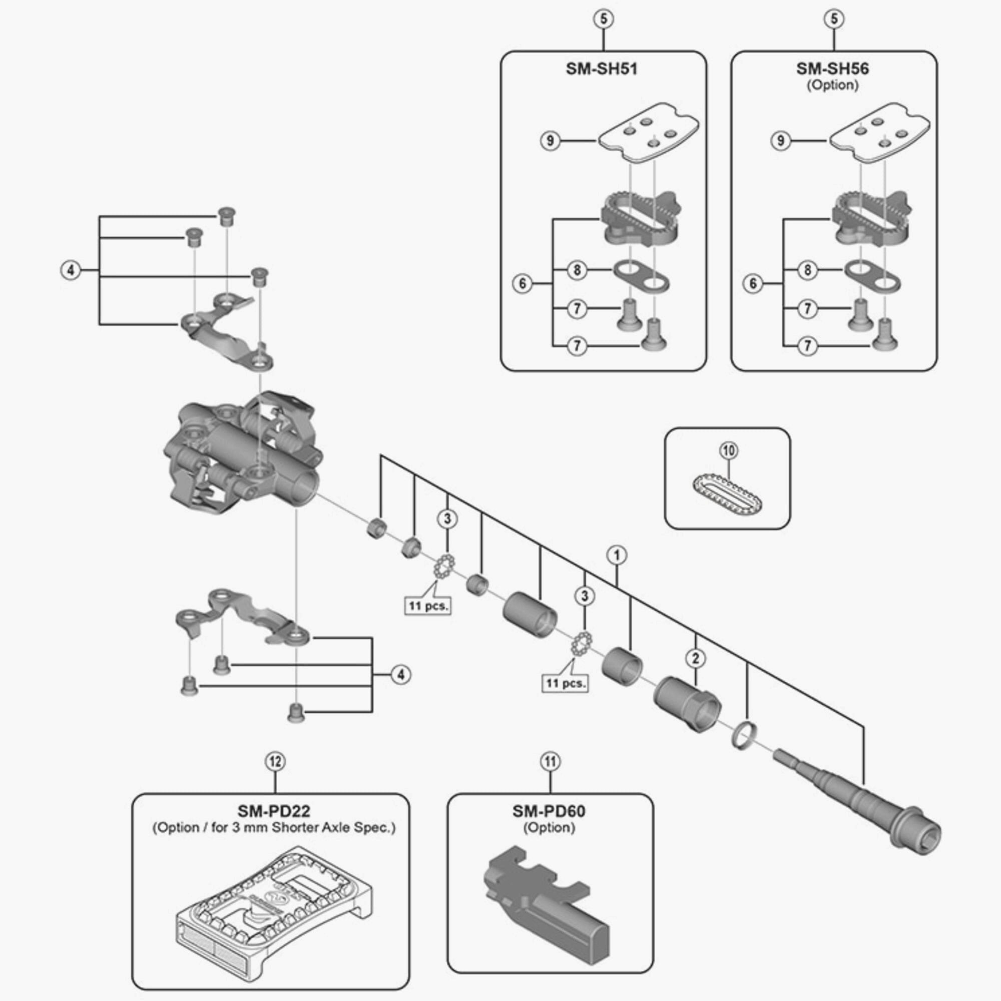 Shimano Pd-M9100 Pedal Axle Assembly Right Hand For 3 Mm Shorter Axle Spares & Accessories