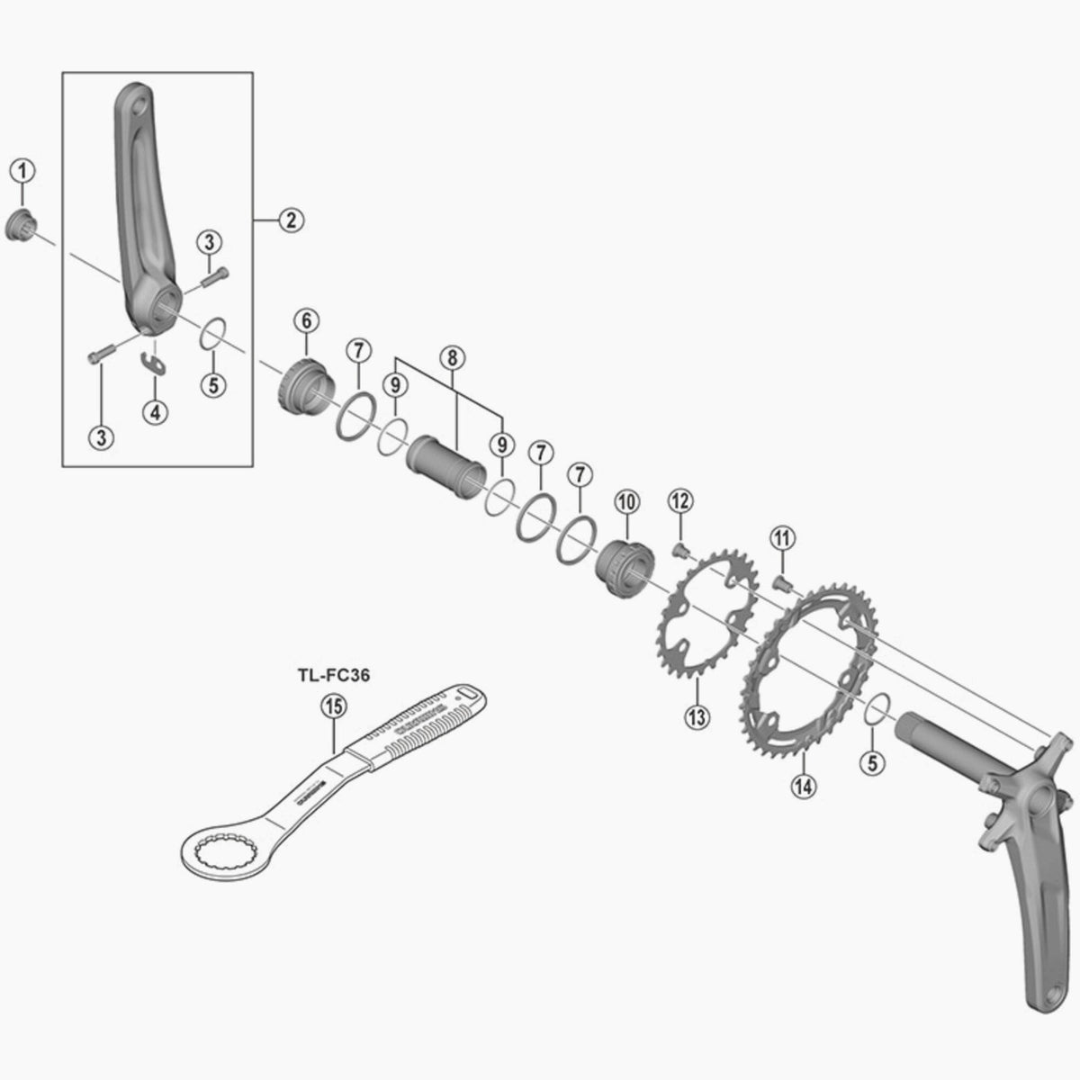 Shimano Fcm5100-1 Lh Crank Arm Unit 170Mm Spares & Accesories