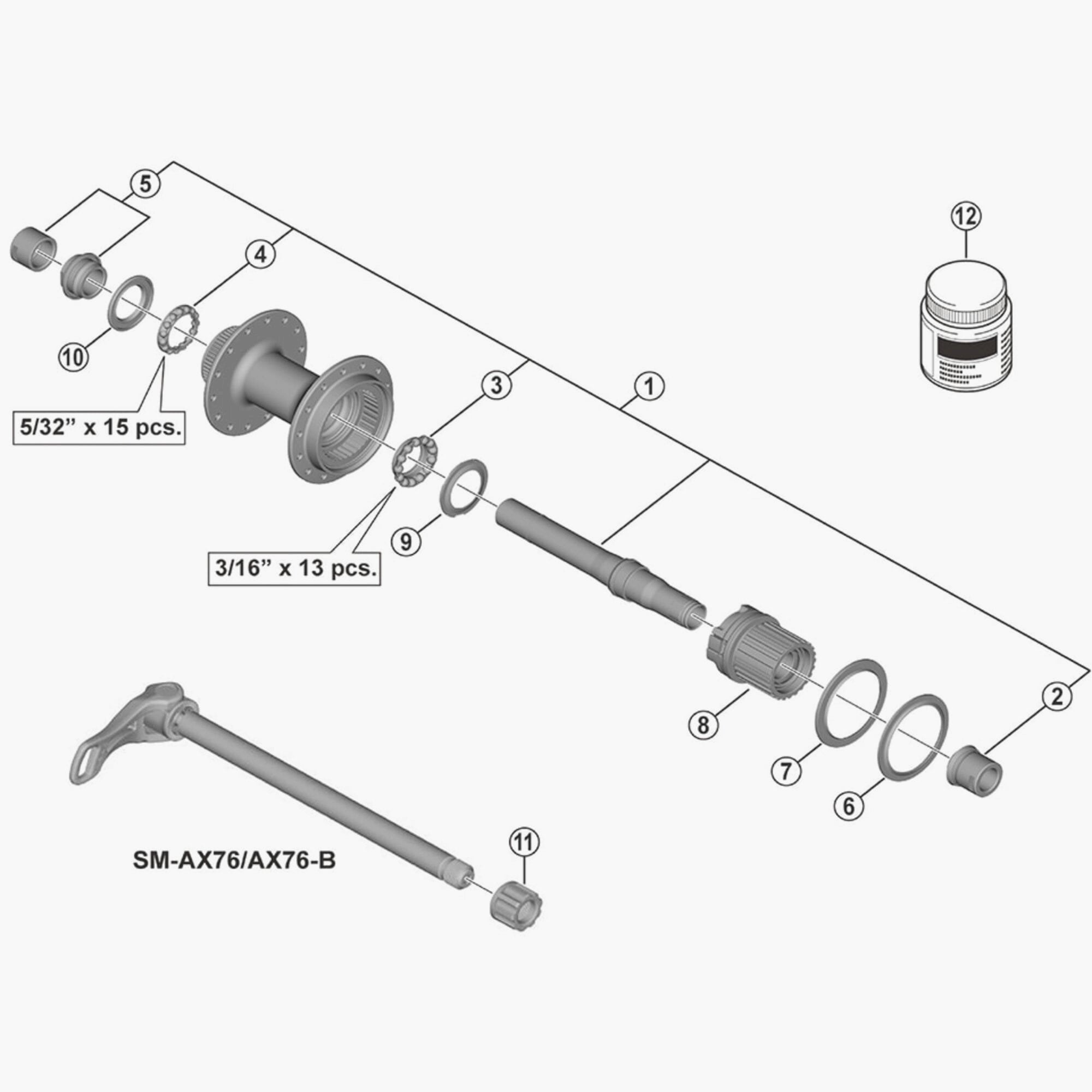 Shimano Whmt501-Cl Complete Hub Axle Wheel Spares
