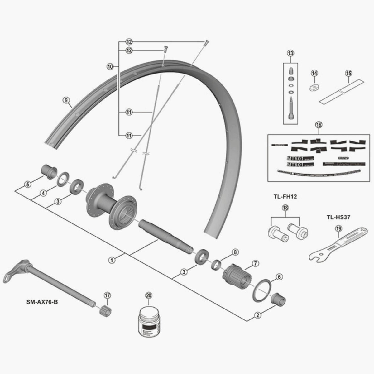 Shimano Whmt601-Tlr12-275 Spoke 267.5Mm Wheel Spares