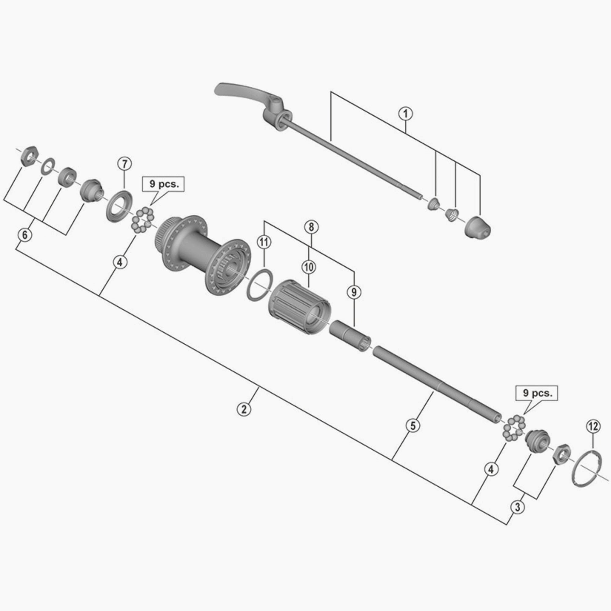 Shimano Fh-Ur600 Complete Quick Release 168 Mm Hub Spares