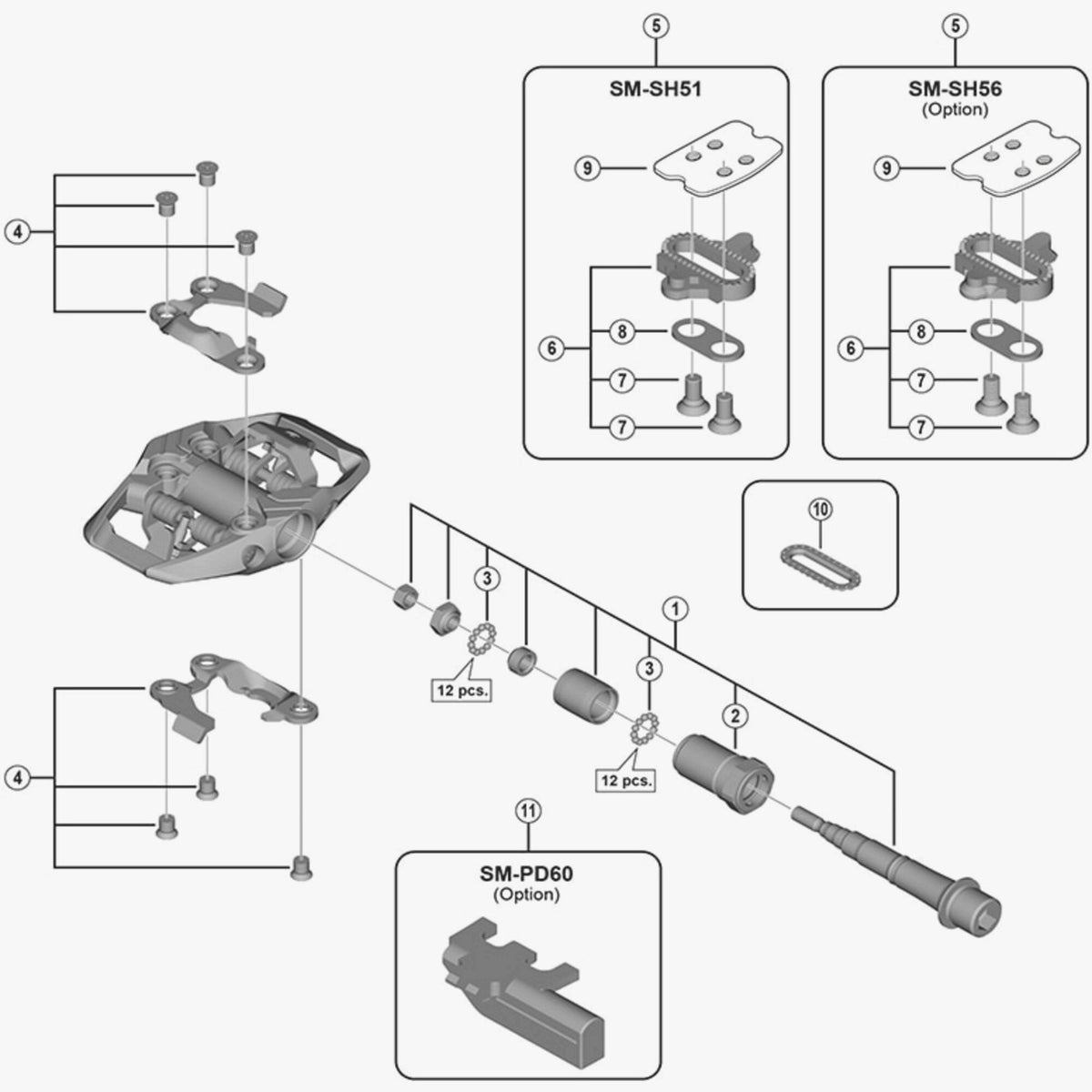 Shimano Pd-Mx70 Pedal Axle Assembly Left Hand Spares & Accessories
