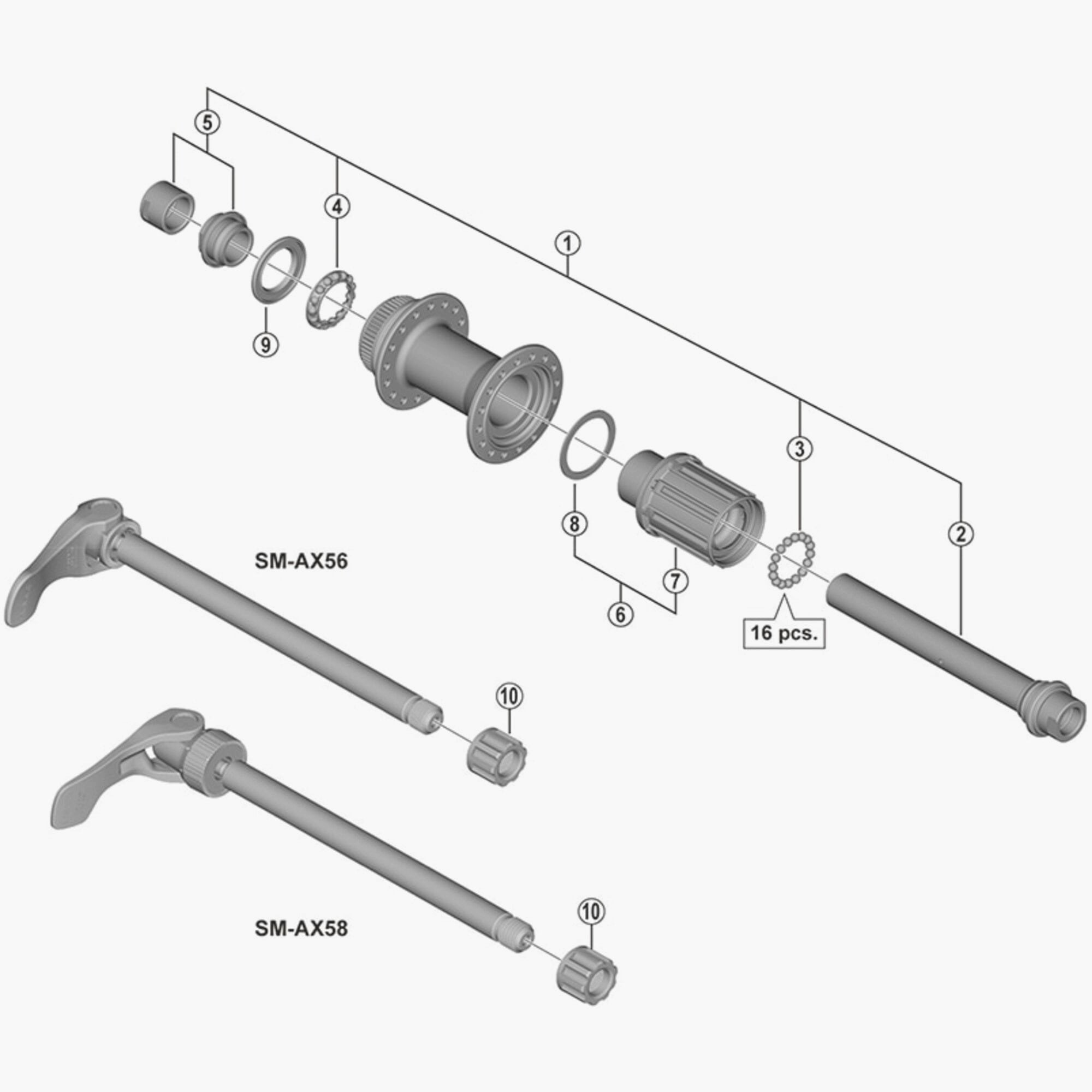 Shimano Fh-Mt400 Complete Hub Axle 148 Mm Hub Spares
