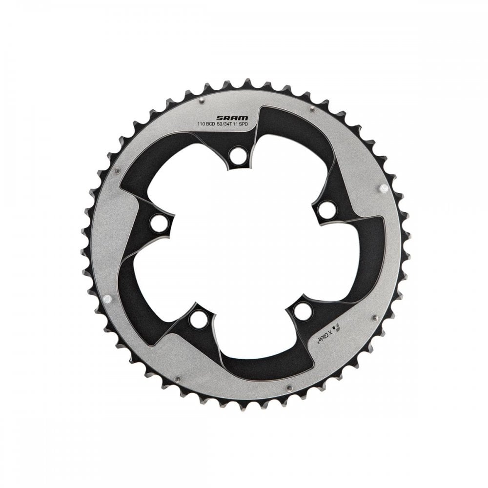 Sram Chain Ring Road X-Glide R 52T Yaw 11 Speed S2 Hidden Bolt/Non-Hidden Bolt 110 Alum 5Mm Silver Bb30 Or Gxp (52-36) Chain Ring