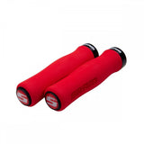 Sram Locking Grips Contour Foam 129Mm Red With Single Black Clamp And End Plugs Grips