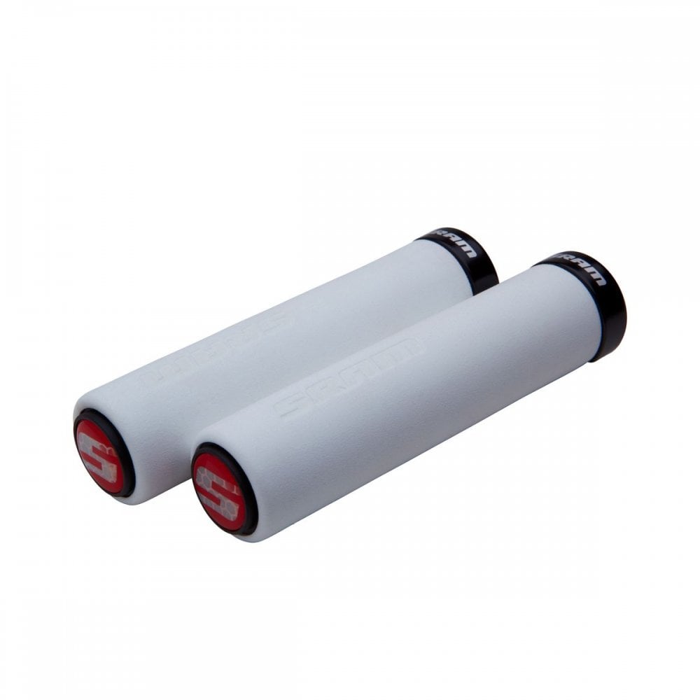 Sram Locking Grips Foam 129Mm White With Single Black Clamp And End Plugs Grips