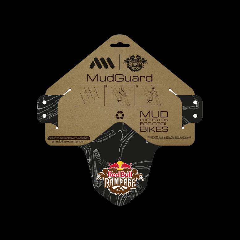 All Mountain Style Red Bull Rampage Ridgeline mud guard for mountain bikes, black plastic accessory for bike protection.