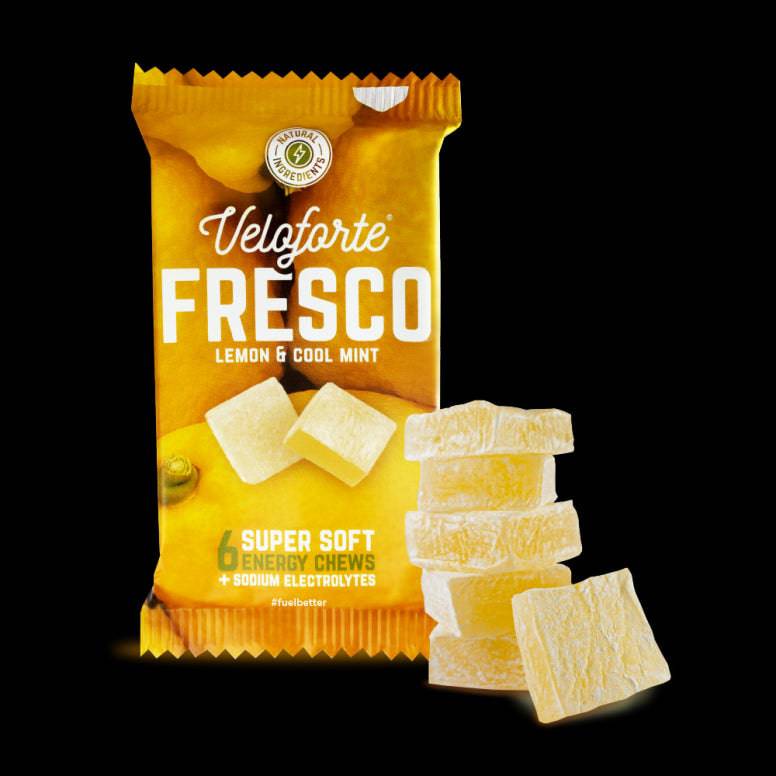 Veloforte Energy Chews natural electrolyte fuel in vegan, gluten-free endurance accessories, shown in a close-up image.