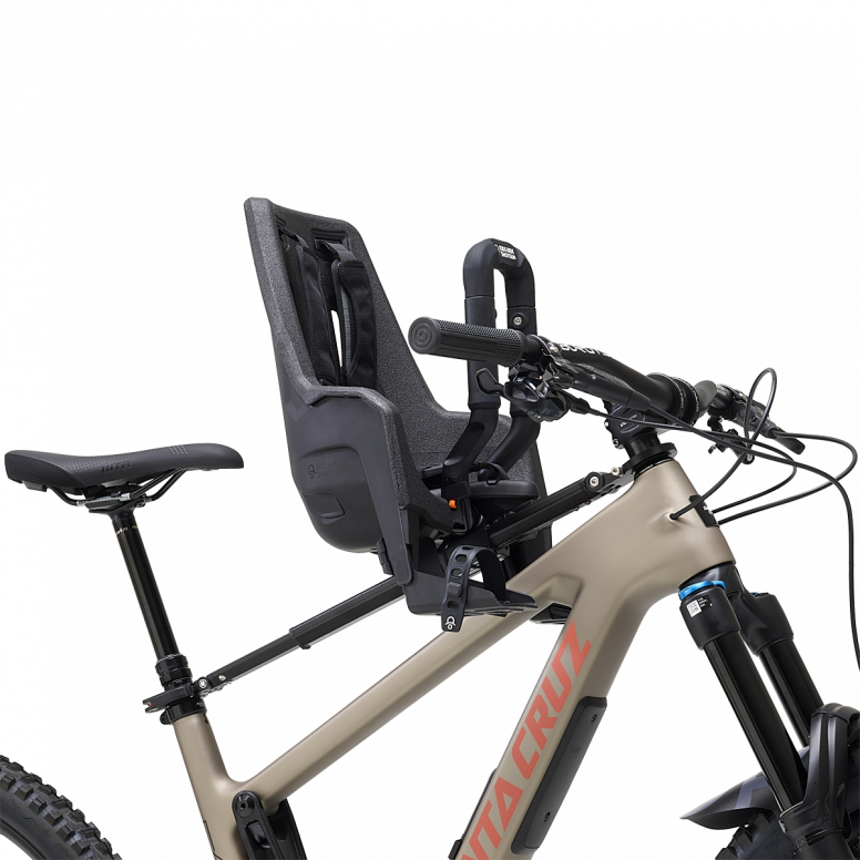 Kids Ride Shotgun Pro Evo 2-in-1 child bike seat and handlebars combo in black, designed for safe, comfortable kids' bike riding accessories.