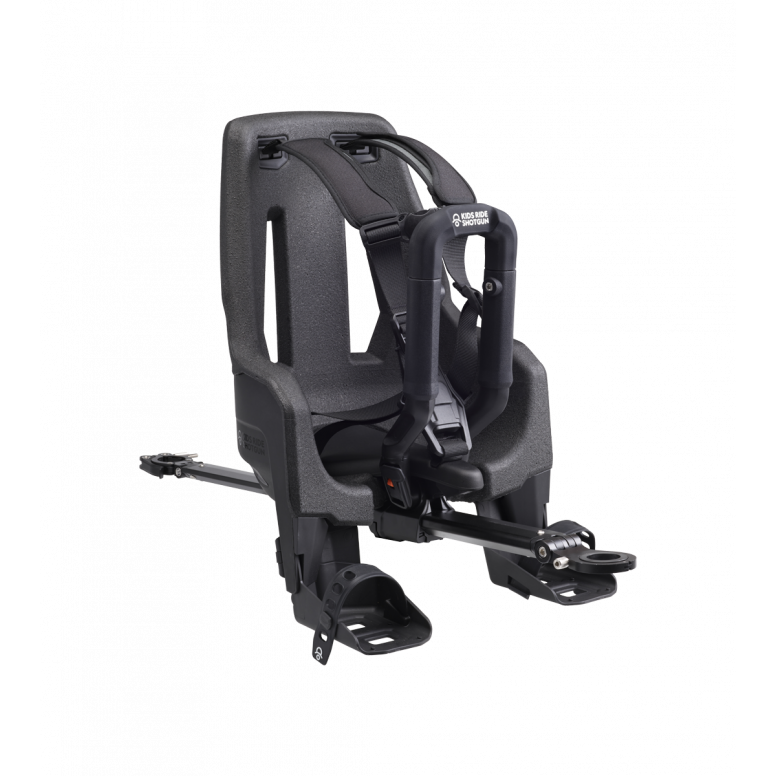 Kids Ride Shotgun Pro Evo 2-in-1 child bike seat and handlebars combo in black, designed for safe and fun biking with kids.