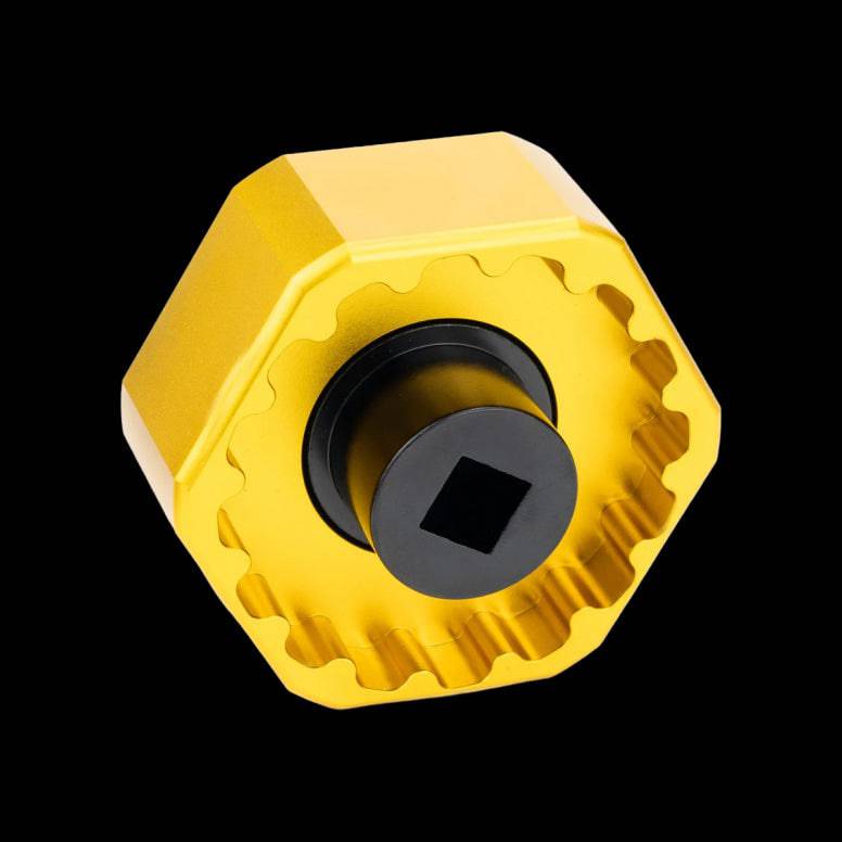 Enduro Bearings BBT-044 Pro Cup Tool with interchangeable inserts for bottom bracket maintenance, used in bicycle workshop repairs.