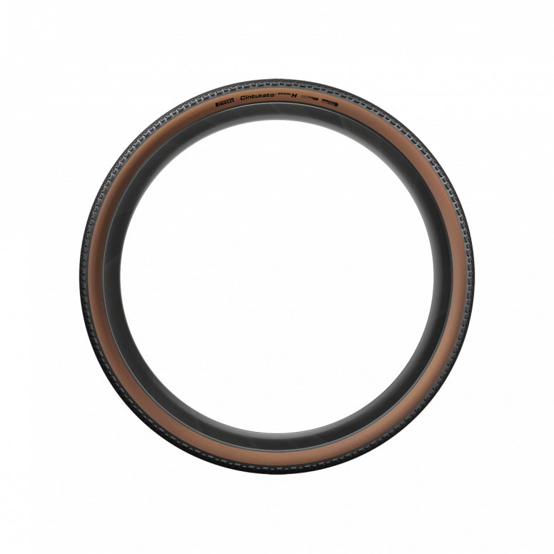 Pirelli Cinturato Gravel H tubeless ready gravel bike tire with knobby tread for high performance riding.