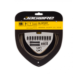 Jagwire Sport Shift Kit 2x for SRAM and Shimano bicycle gear shifters, showing cables and components for smooth gear shifting.