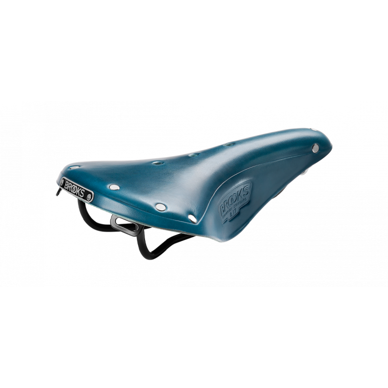 Brooks B17 leather road bike saddle with black steel rails, designed for comfort and durability on cycling components