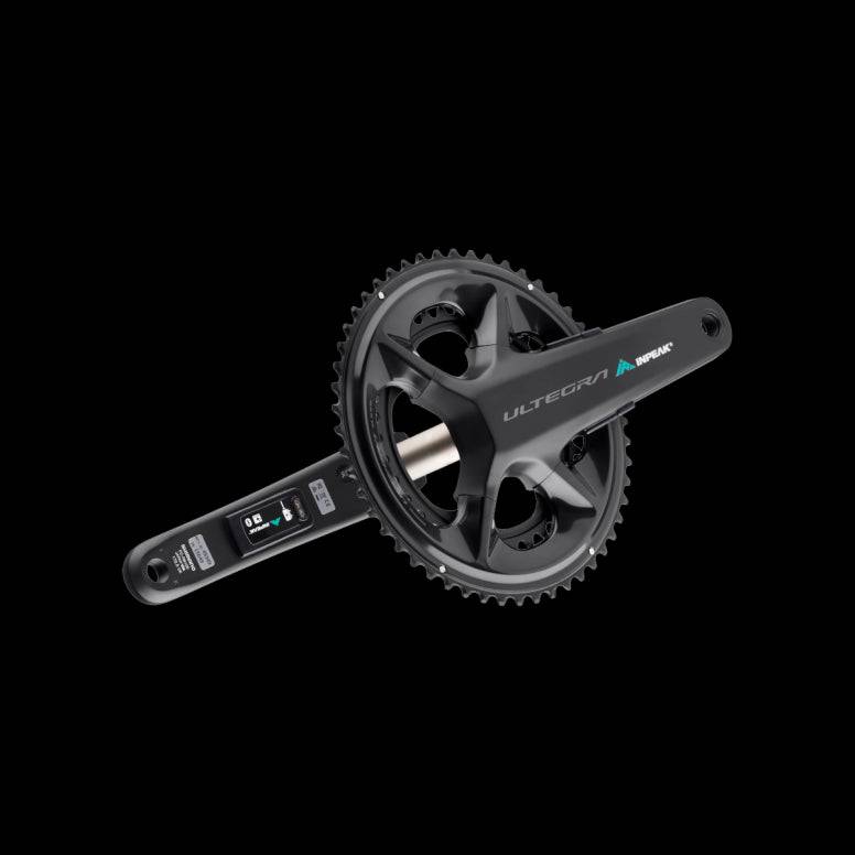INPEAK Inpeak Ultegra R8100 Powercrank-E Twin2 dual-sided power meter on Shimano crankset, showing digital display and crank arm.