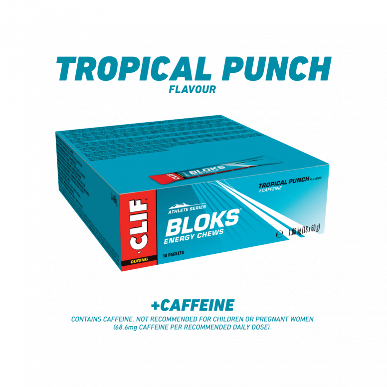 Clif Bloks Energy Chews for endurance athletes, fast-acting carbohydrate fuel, packaged in bright, colorful blister packs.