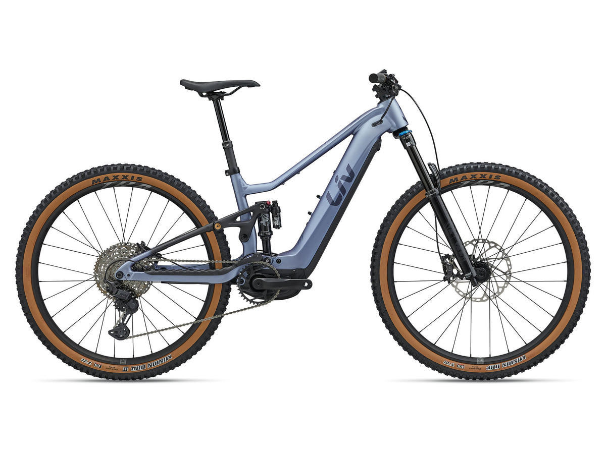 Liv Embolden E+ 0 2026 full-suspension electric mountain bike with SyncDrive Pro motor and FlexPoint suspension in black