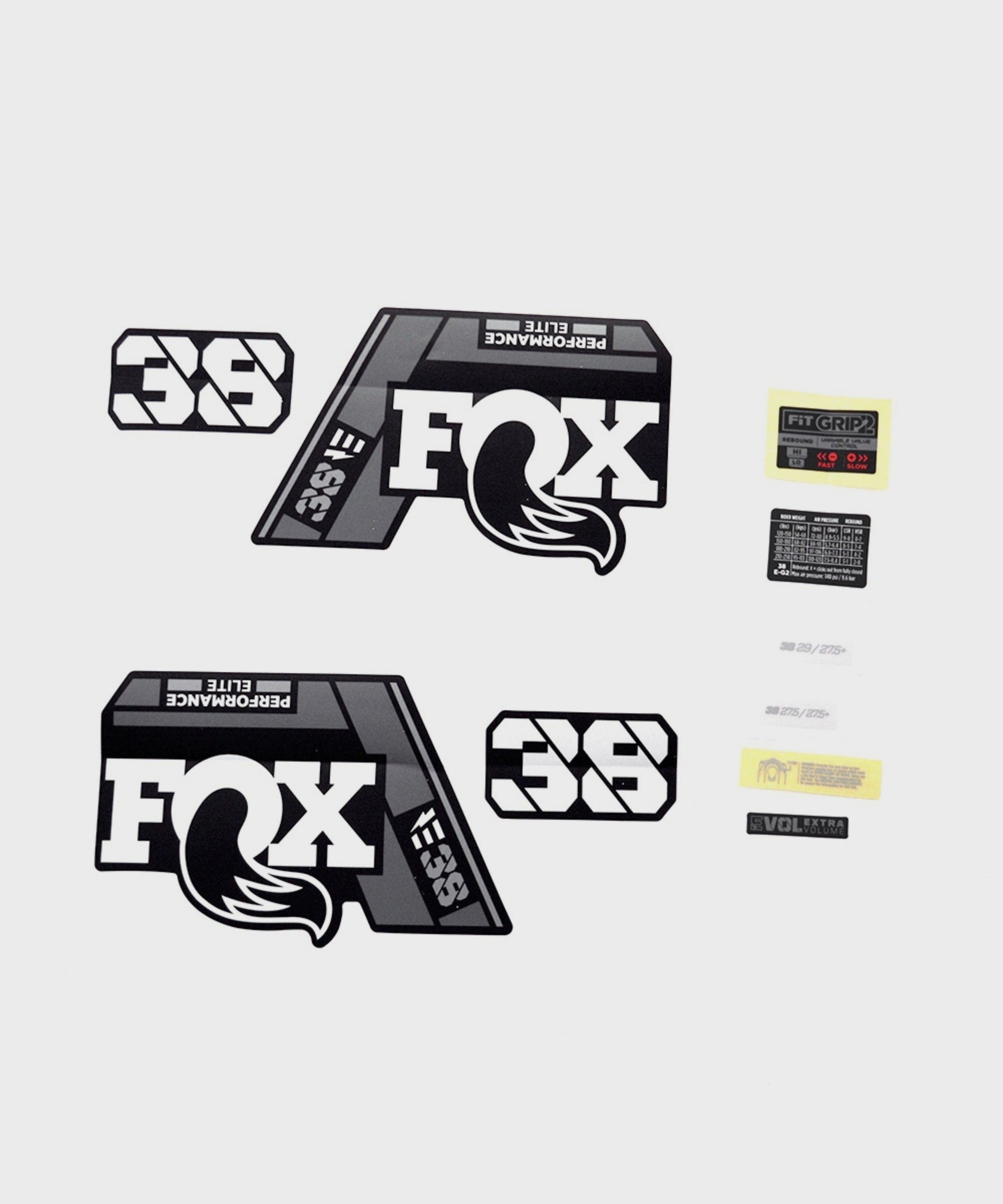 Fox Fork 38 Decal Kit: P-SE E-Bike+ Grey Logo Matte Black 2021