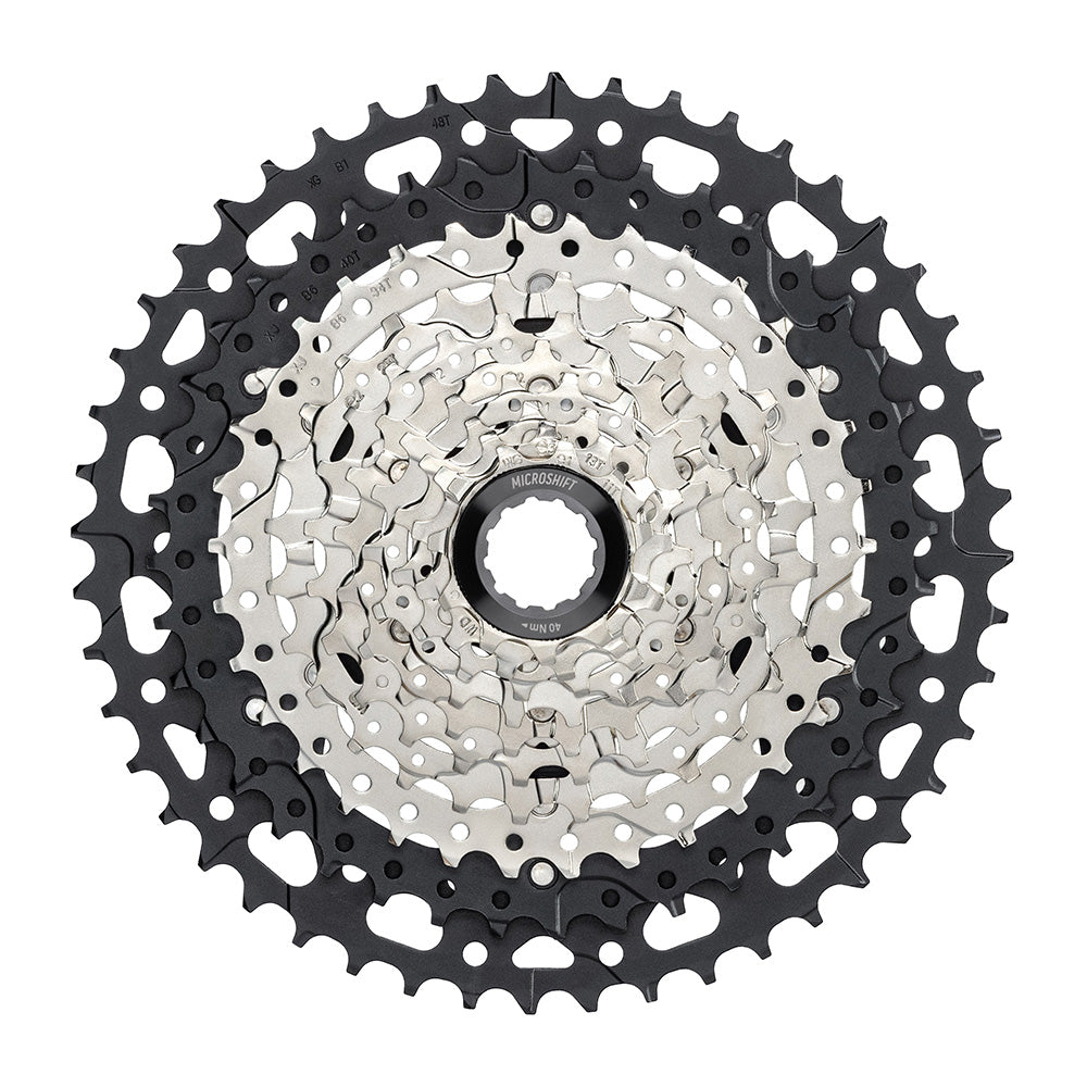 MicroSHIFT Advent MX EG106 10-speed cassette with SpeedRamp technology and wide gear range for bike drivetrain components.