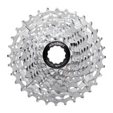 MicroSHIFT G-Series 11-speed road bike cassette with aluminum spider carrier, featuring metal sprockets and precise gear teeth.