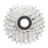 MicroSHIFT H072 7-speed 12-28T cassette for HG hub, cycling components, with metal sprockets on a bike wheel.