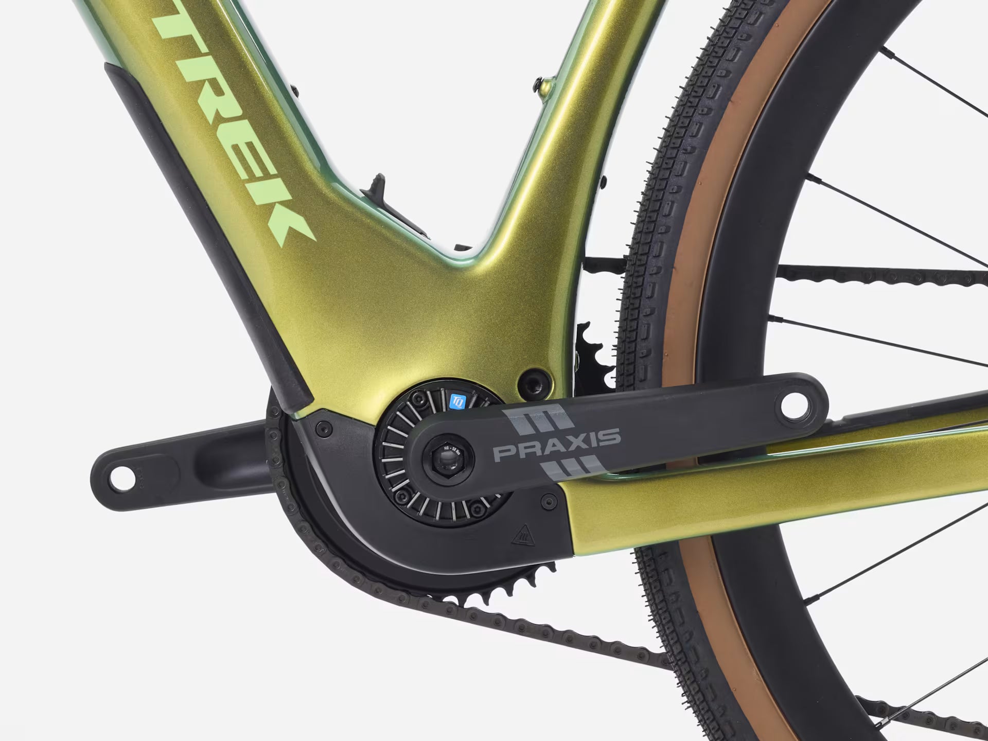 Trek Checkpoint+ SL 7 AXS electric gravel bike with SRAM Force wireless drivetrain, black frame and knobby tires.