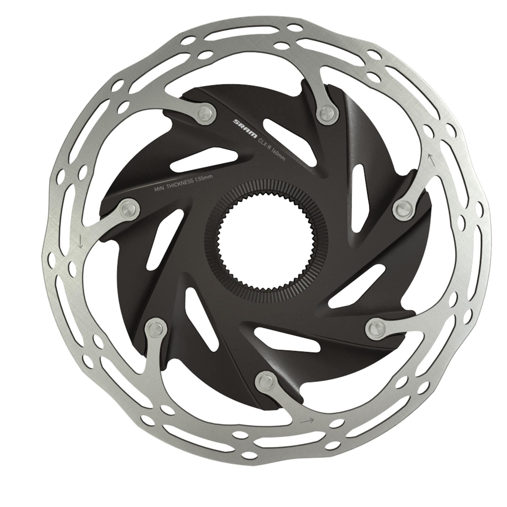 SRAM Rotor Centerline X Road 2 Piece CenterLock Black Rounded (includes internal tooled lockring)