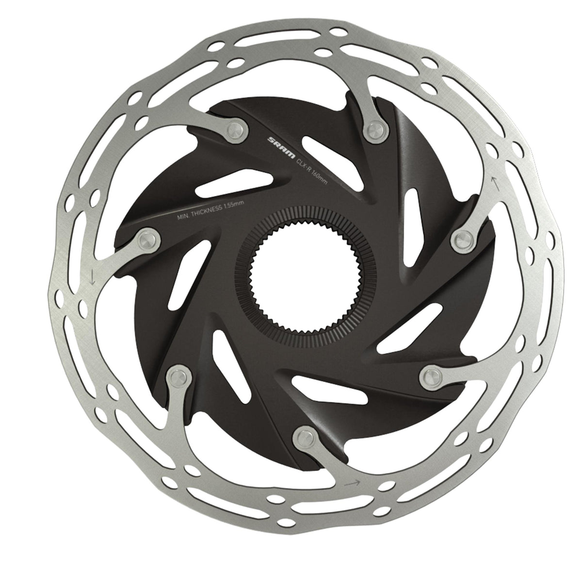 SRAM Rotor Centerline X Road 2 Piece CenterLock Black Rounded (includes internal tooled lockring)