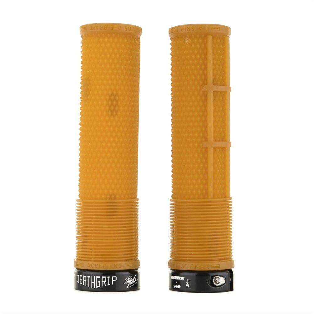 DMR Brendog Deathgrip mountain bike grips in gum, hard and thin for secure, comfortable control on mountain biking components.