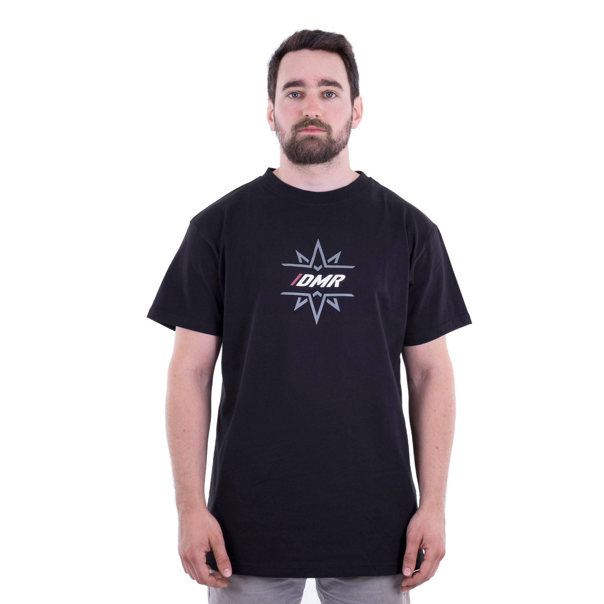 Black DMR Bikes Trailstar unisex trail riding T-shirt jersey with breathable, moisture-wicking fabric and athletic fit.