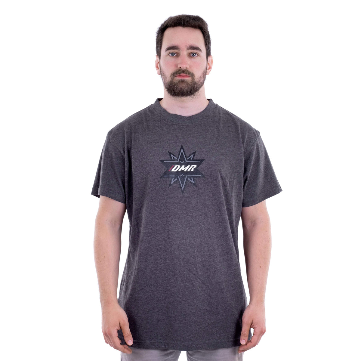 Charcoal DMR Bikes Trailstar unisex trail riding T-shirt jersey with breathable, moisture-wicking fabric, size XS.