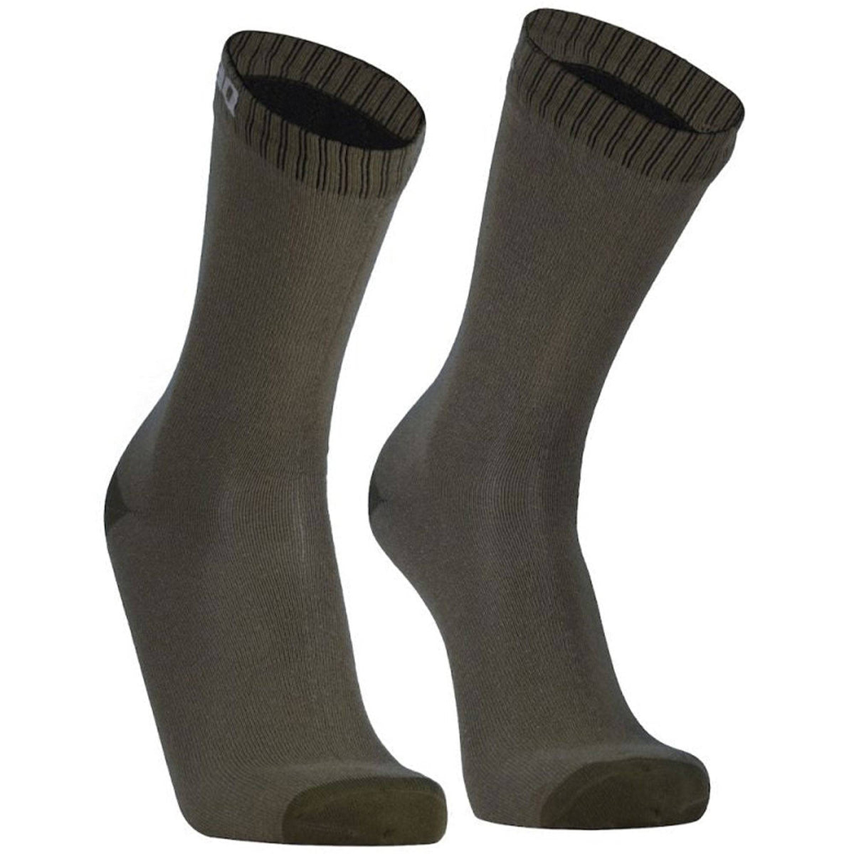 DexShell ultra-thin waterproof crew socks in olive green, designed for hiking, running, and cycling, with a sleek, breathable fit.