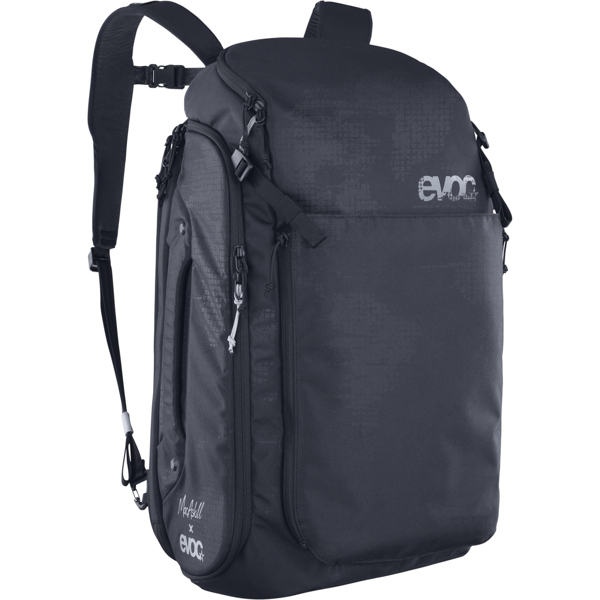 EVOC Athlete 30L backpack with carry-on size, laptop compartment, durable accessories for travel and outdoor activities.
