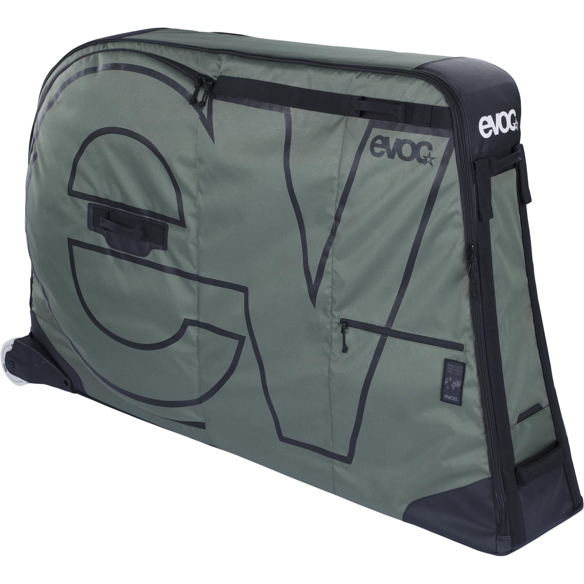 EVOC Bike Bag 2026 durable travel bag for mountain, BMX, and gravel bikes, shown with compartments and sturdy handles.