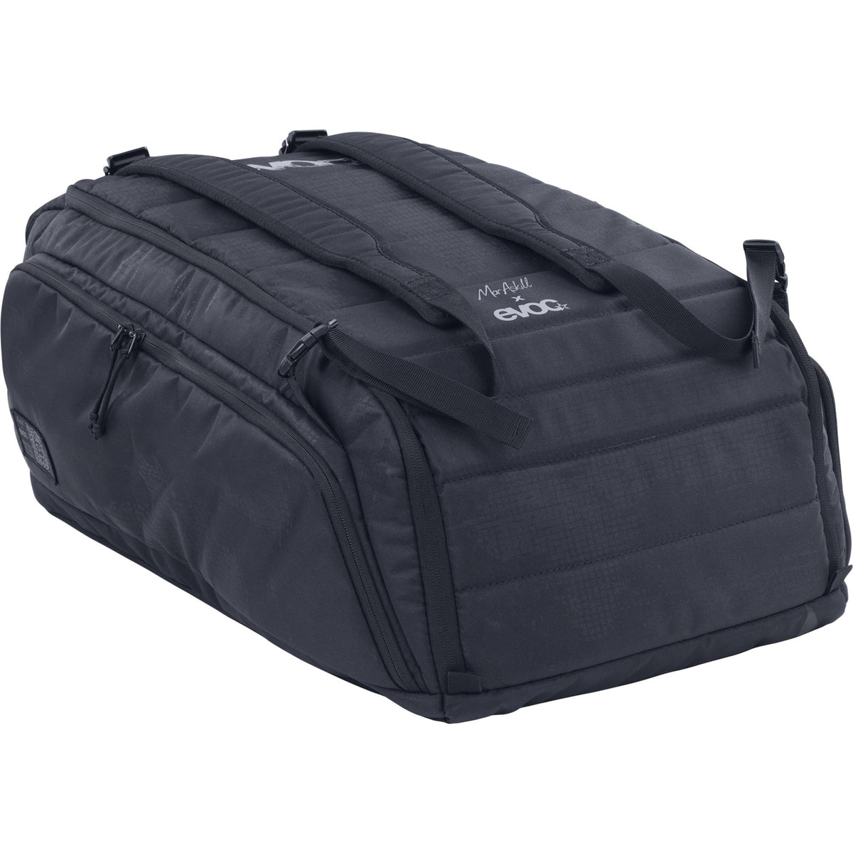 EVOC Gear Bag 55 outdoor gear carry-on backpack showing multiple compartments and durable design for outdoor adventures.