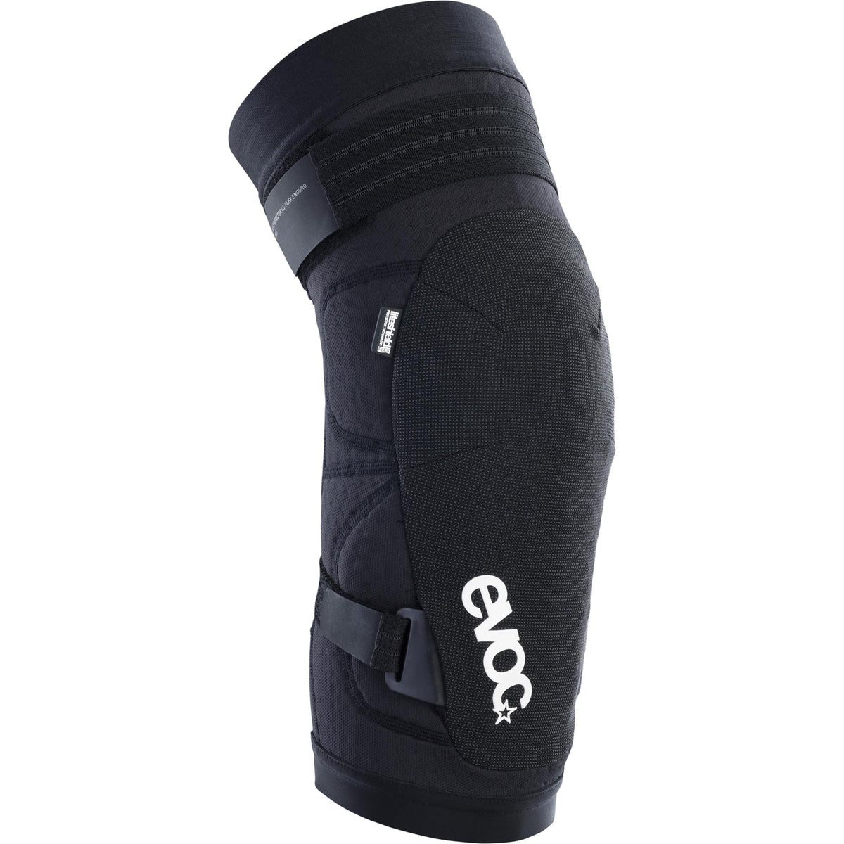 EVOC LS Flex Enduro Knee Protector with Level 2 impact protection, showing adjustable straps and durable protective padding.