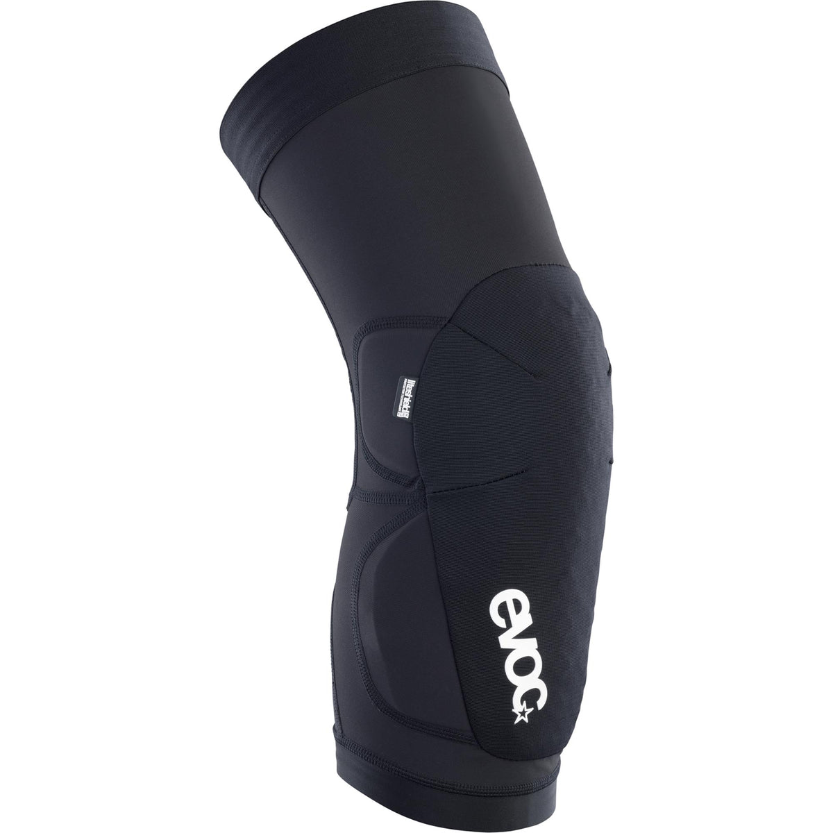 EVOC Knee Protector LS Flex Lite 2027 cycling knee guard, breathable and durable, shown on a cyclist's knee for protection and comfort.