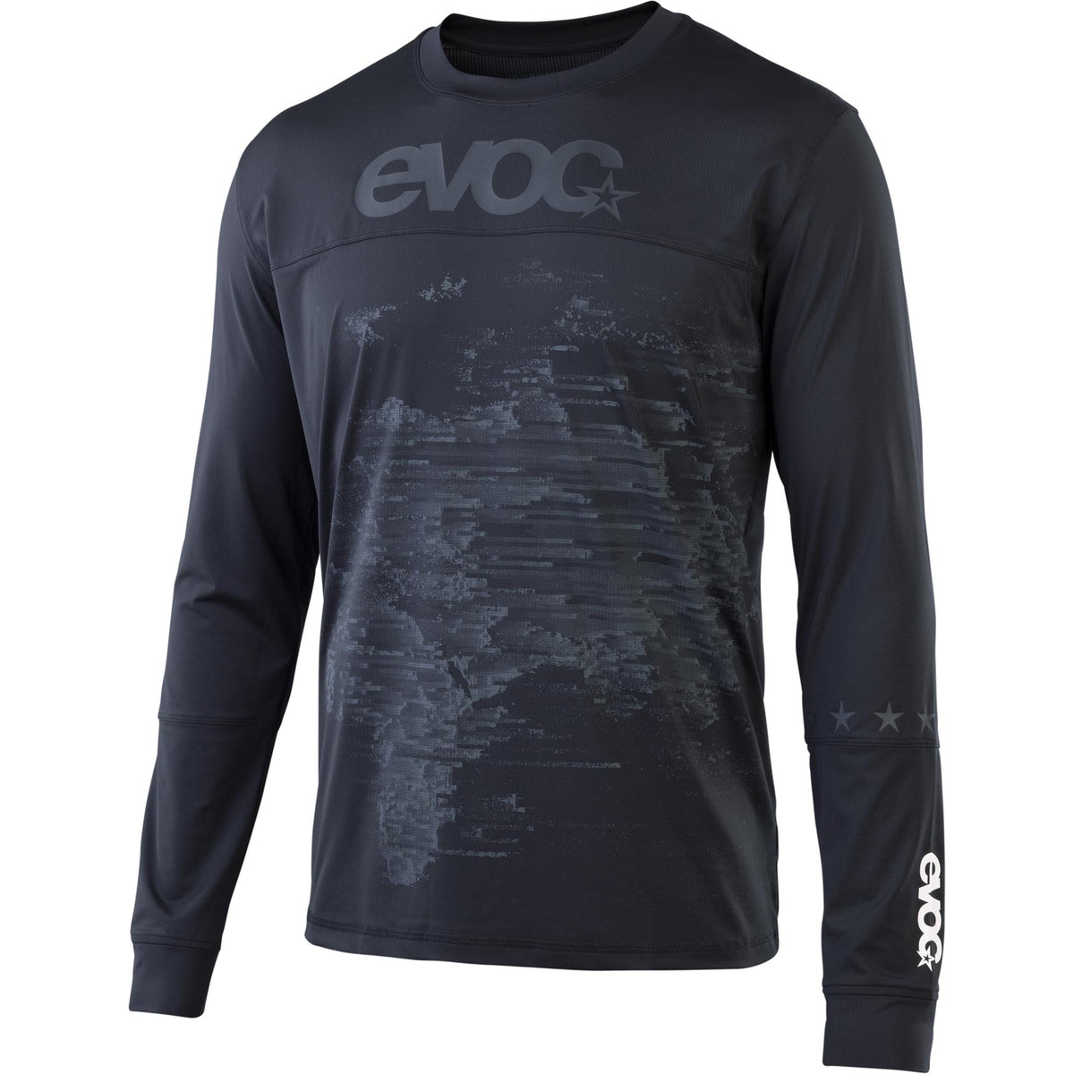 EVOC men's long sleeve cycling jersey with breathable quick-dry fabric, designed for mountain biking.